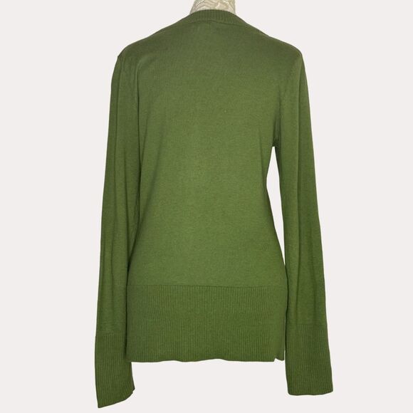 Sundance Catalog V Neck Pullover Sweater 1/4 Button Front Green S bv - Picture 3 of 5